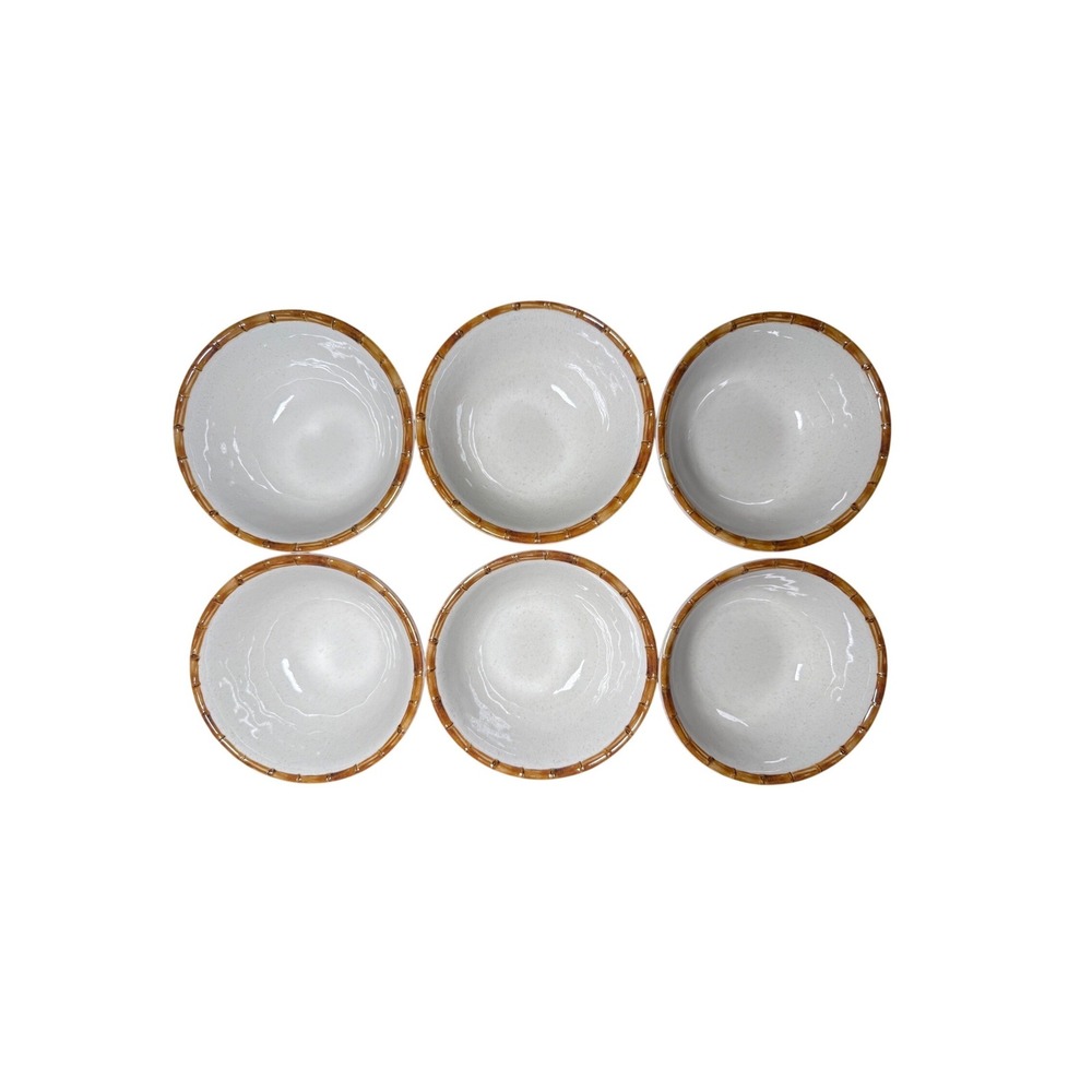 Threshold Set of 6 Dip Bowl Bamboo Rim NEW